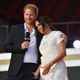 Prince Harry and Meghan Markle speak during the 2021 Global Citizen Live festival at the Great Lawn, Central Park on September 25, 2021 in New York City. (Photo by Angela Weiss / AFP) (Photo by ANGELA WEISS/AFP via Getty Images)